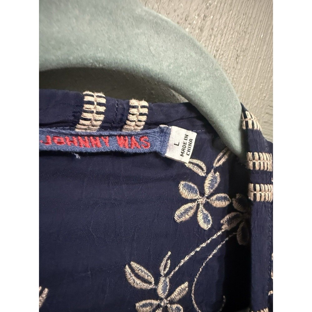 Johnny Was Luca Multi Embroidered Long Sleeve Button Front Tunic Blouse Women L - Picture 3 of 9